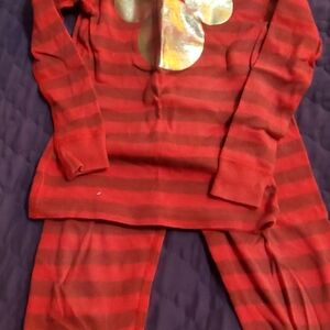 Hanna Andersson Red Striped Kids Pajamas with Mickey Decal